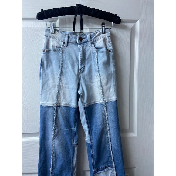 Easel Los Angeles  Patchwork Jeans Womens Small Bootcut Stretch Denim High Rise - Picture 3 of 9